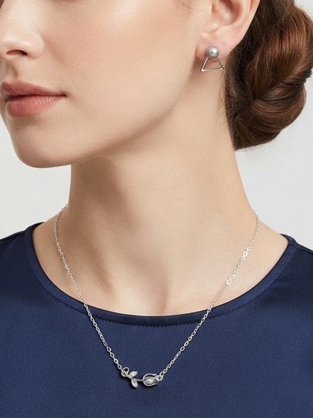 Rose Silver-Tone Necklace & Earrings NWT